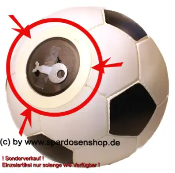 Großspardose Fußball weiß/ schwarz mit großen Spardosenschloss Sonderverkauf A